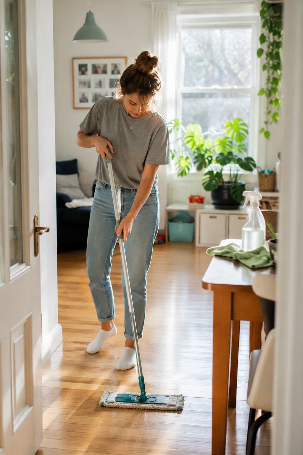 A person restoring calm through a simple household routine
